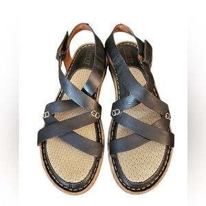 Børn Handcrafted Black Leather Sandals – Size 9